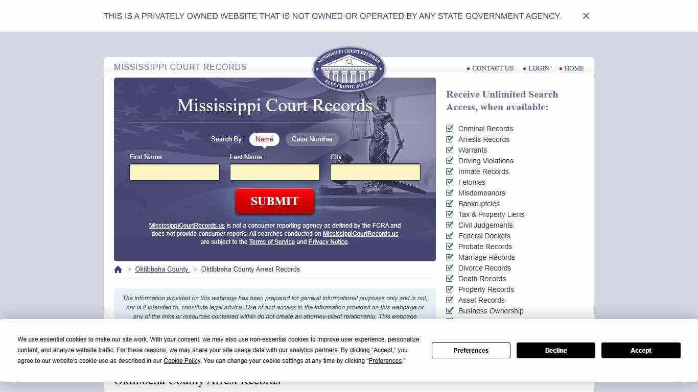 Oktibbeha County Arrest Records | MississippiCourtRecords.us