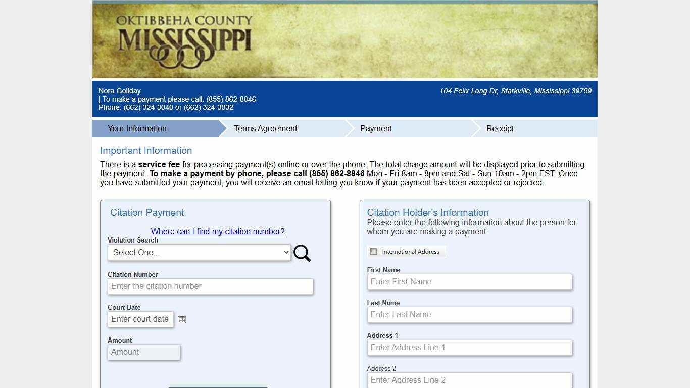 Pay Tickets Online - Starkville, Mississippi, Oktibbeha County Justice Court